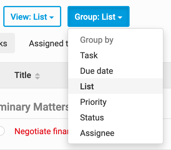 List view grouping