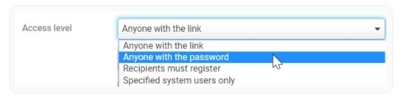 large file sharing access level