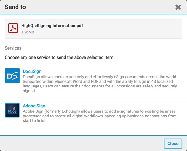 eSign (Electronic signature with DocuSign) - Thomson Reuters HighQ ...